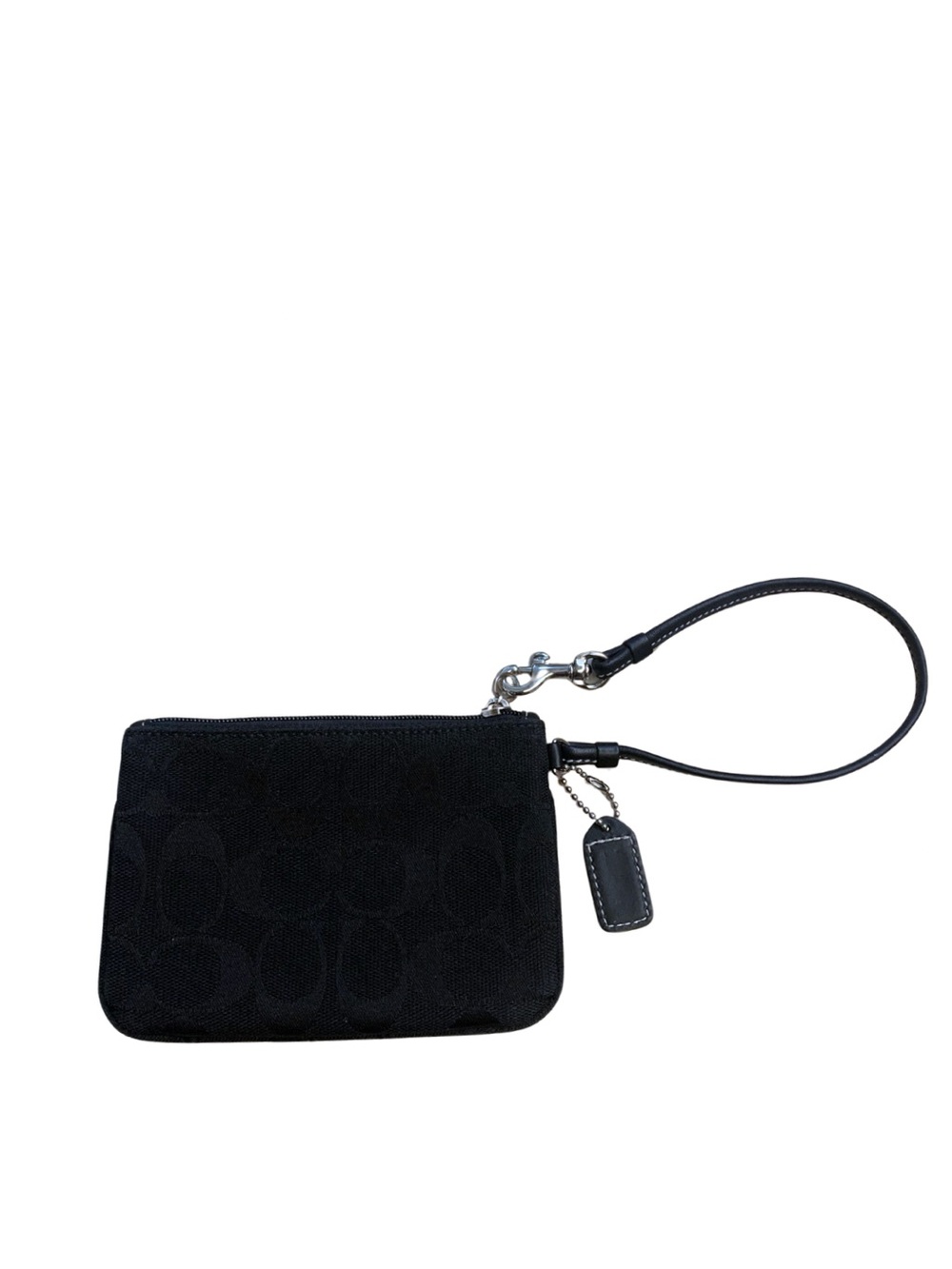 COACH Small Black Signature Canvas Wristlet Wallet Bag Minimal Preppy Classic - Picture 6 of 9